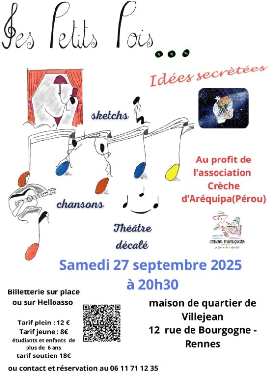 Spectacle 27 SEPT 2025 Les petits pois oeuvre pour la crèche d'Aréquipa
